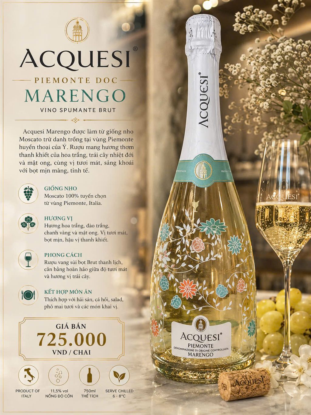Acquesi Piemonte Marengo Vino Spumante Brut