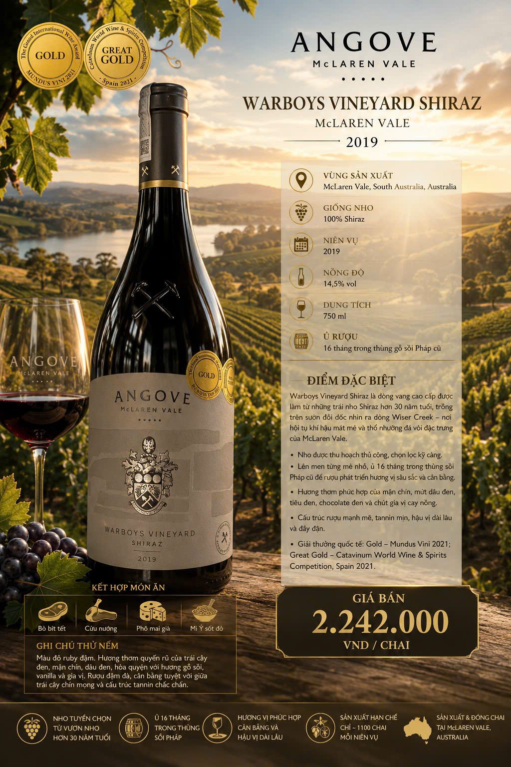 Angove McLaren Vale Warboys Vineyard Shiraz 2019