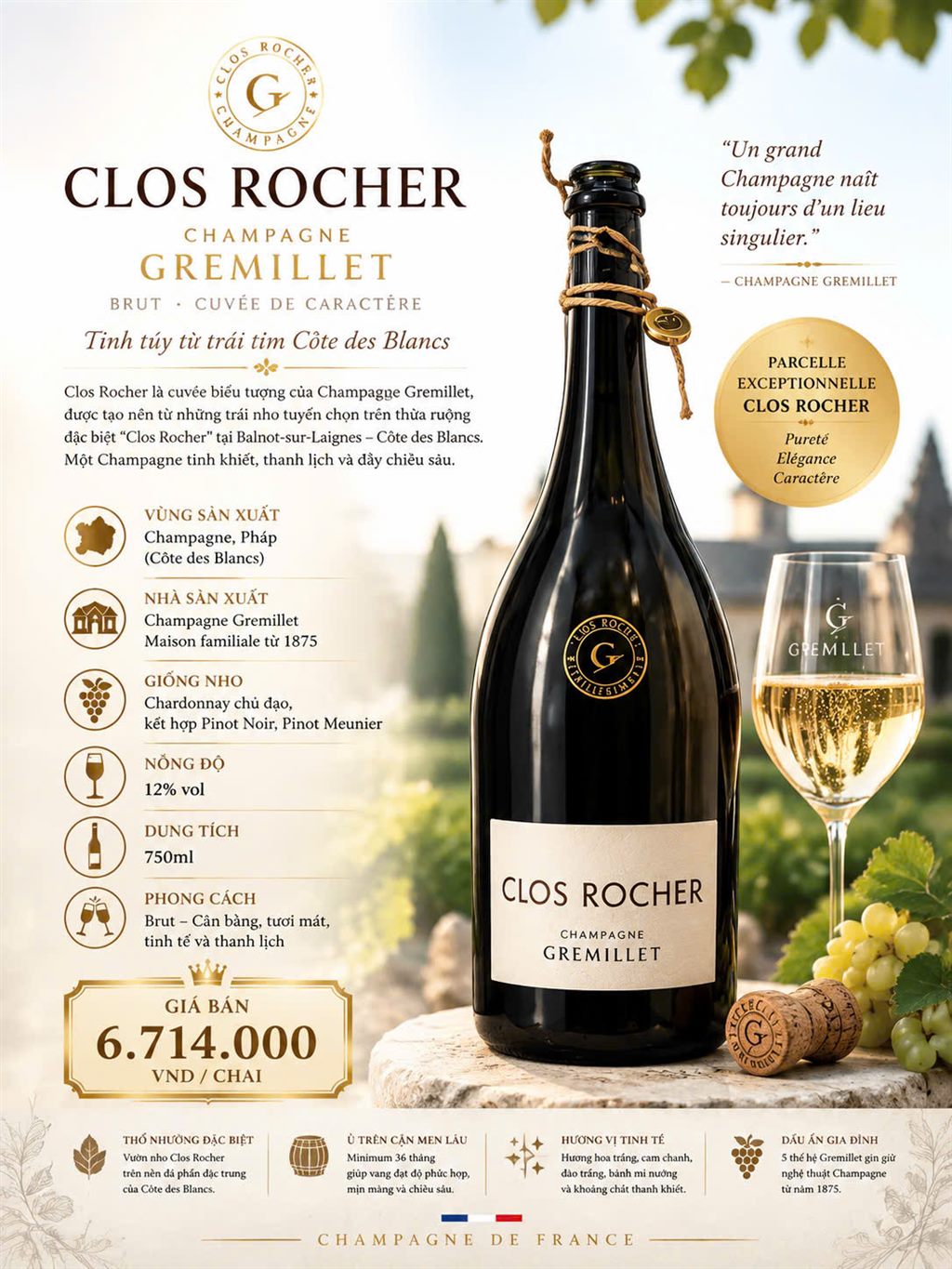 Clos Rocher Champagne Gremillet Brut Cuvée de Caractère