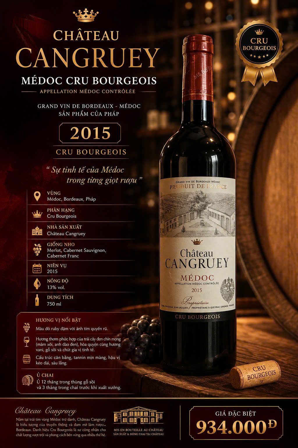 Château Cangruey Médoc Cru Bourgeois 2015