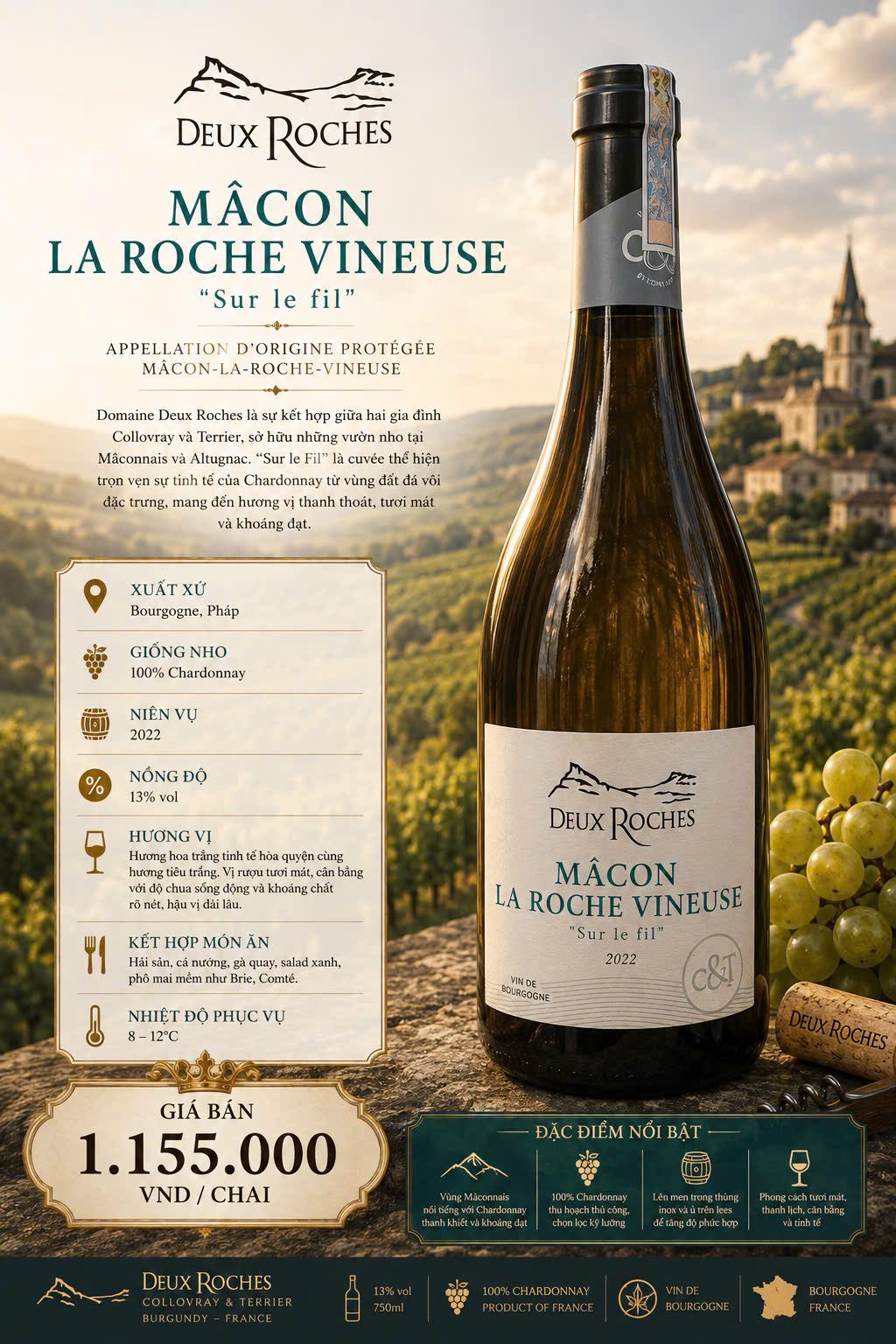 Deux Roches Mâcon La Roche Vineuse "Sur le fil" 2022