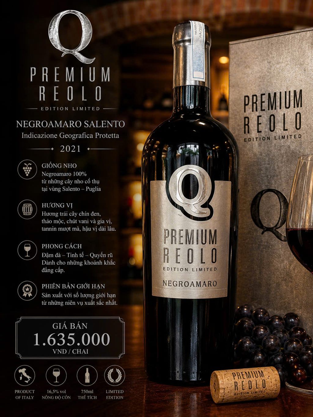 Q Premium Reolo Edition Limited Negroamaro Salento 2021