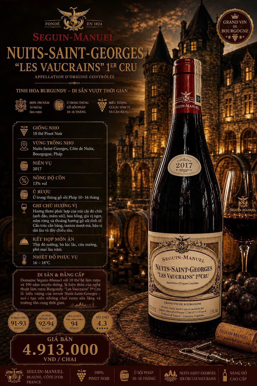 Seguin-Manuel Nuits-Saint-Georges "Les Vaucrains" 1er Cru 2017